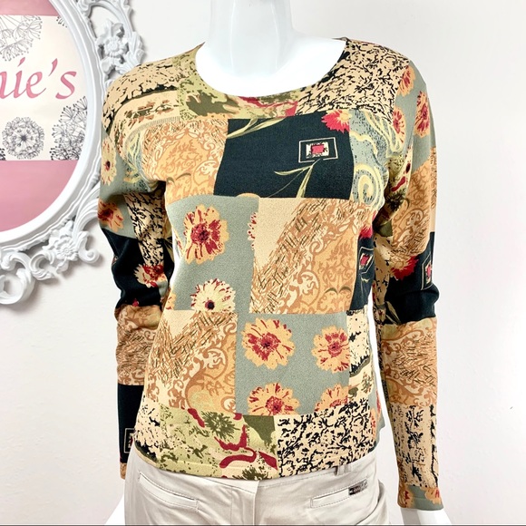 Joseph Tops - Joseph A. / Floral Abstract Mixed Pattern Blouse